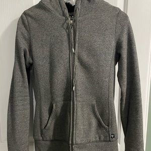 Aritzia TNA Pacific Faux Fur Lined Dark Grey Zip-up Hoodie - Size Small